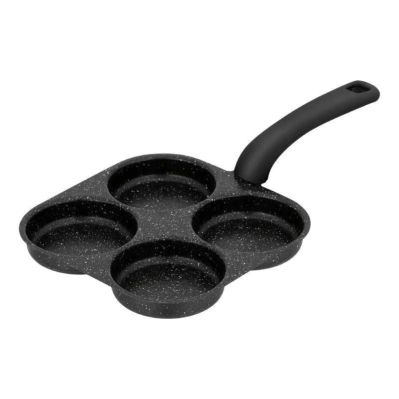 Non-Stick 4-in-1 Cast Iron Egg Cooker - Single Handle Frying Pan, Dishwasher Safe, Compatible with Electric Coil Stoves