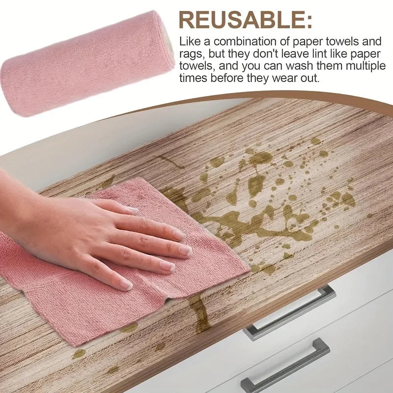 4M Reusable Kitchen Dish Cloth Roll Washable Cleaning Wipes Paper Towel Alternative Absorbent Rag for Living Room Bedroom