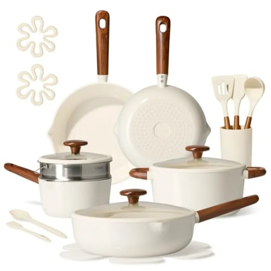 21pcs Cookware Set Nonstick Pots and Pans Set, Ceramic Cookware Set Induction Cookware, Non toxic Healthy Non Stick Kitchen Coo