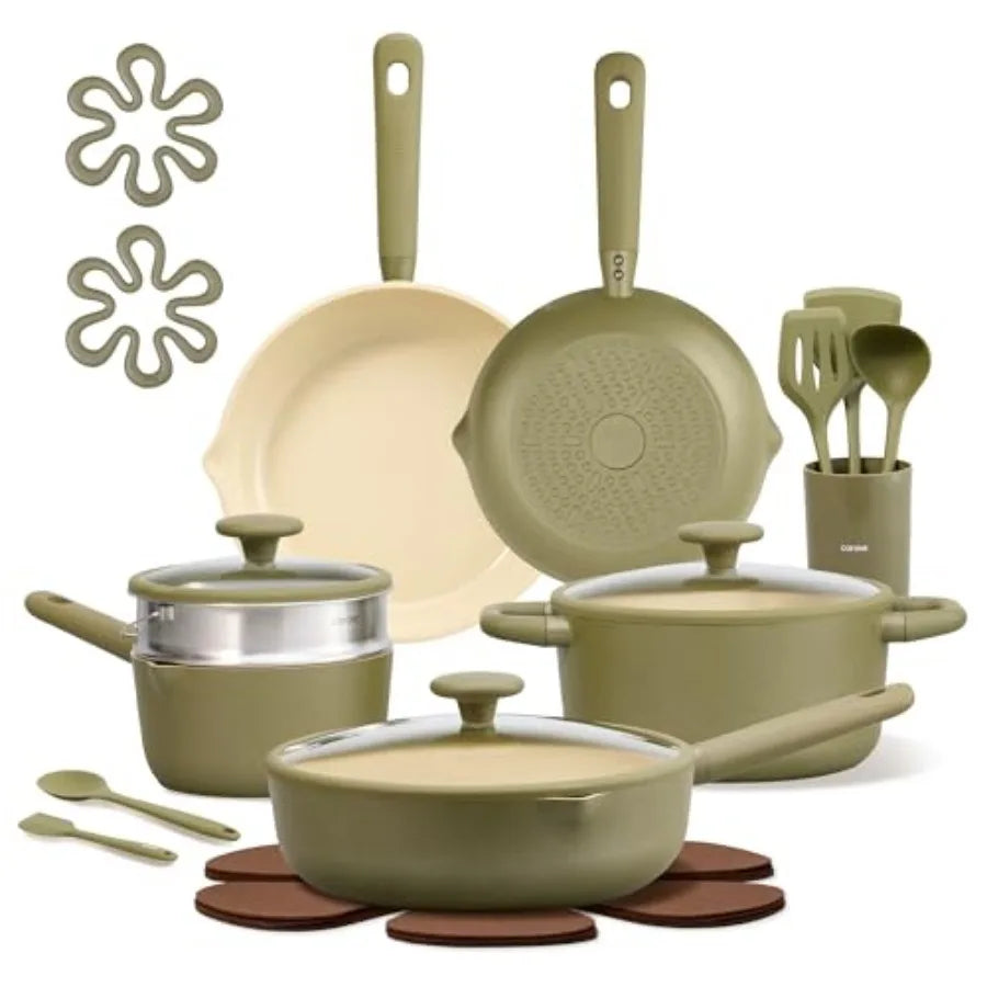 21pcs Cookware Set Nonstick Pots and Pans Set, Ceramic Cookware Set Induction Cookware, Non toxic Healthy Non Stick Kitchen Coo