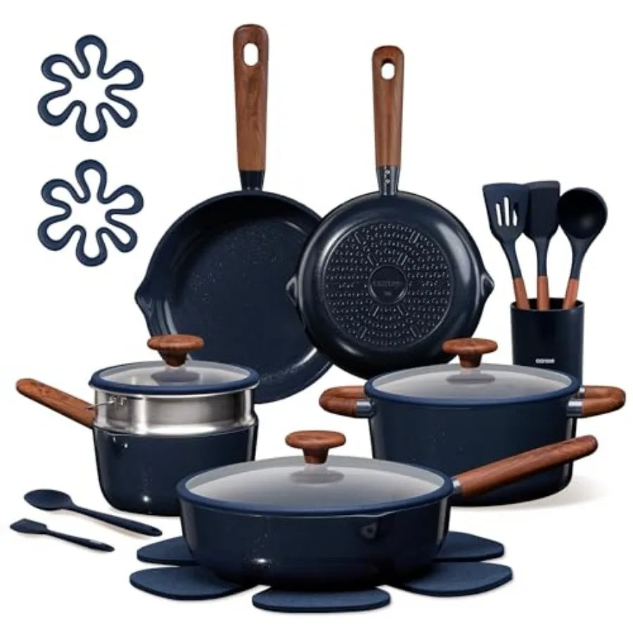 21pcs Cookware Set Nonstick Pots and Pans Set, Ceramic Cookware Set Induction Cookware, Non toxic Healthy Non Stick Kitchen Coo