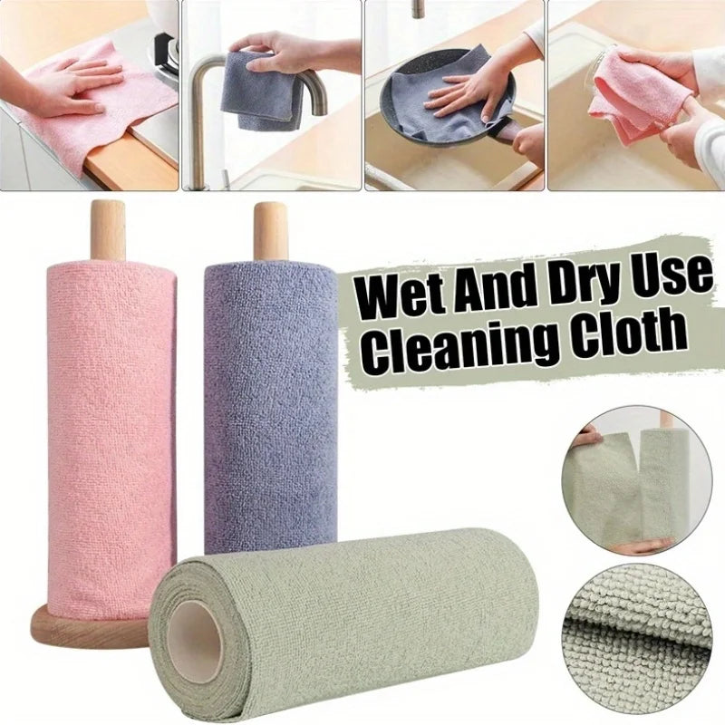 4M Reusable Kitchen Dish Cloth Roll Washable Cleaning Wipes Paper Towel Alternative Absorbent Rag for Living Room Bedroom