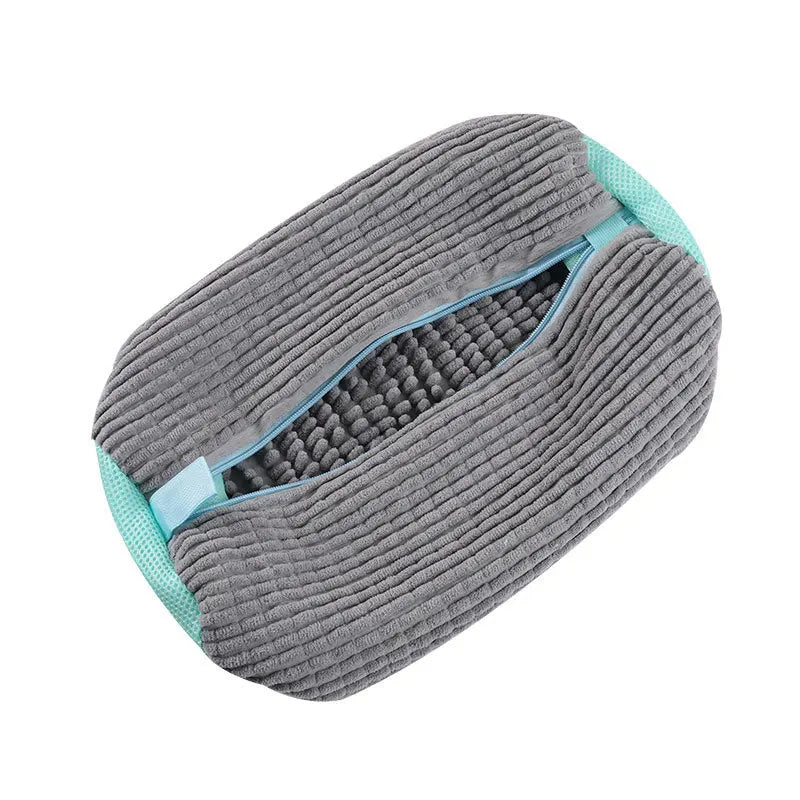 Fluffy Fiber 360 °   Surround Cleaning Shoe Washing Bag - Reusable Durable Machine-Washable Laundry Bag with Zipper Closure(1Pc)