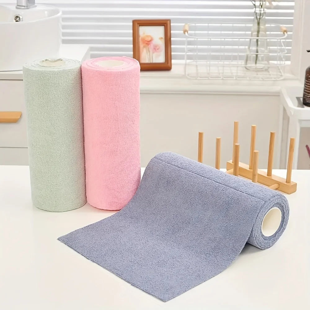 4M Reusable Kitchen Dish Cloth Roll Washable Cleaning Wipes Paper Towel Alternative Absorbent Rag for Living Room Bedroom