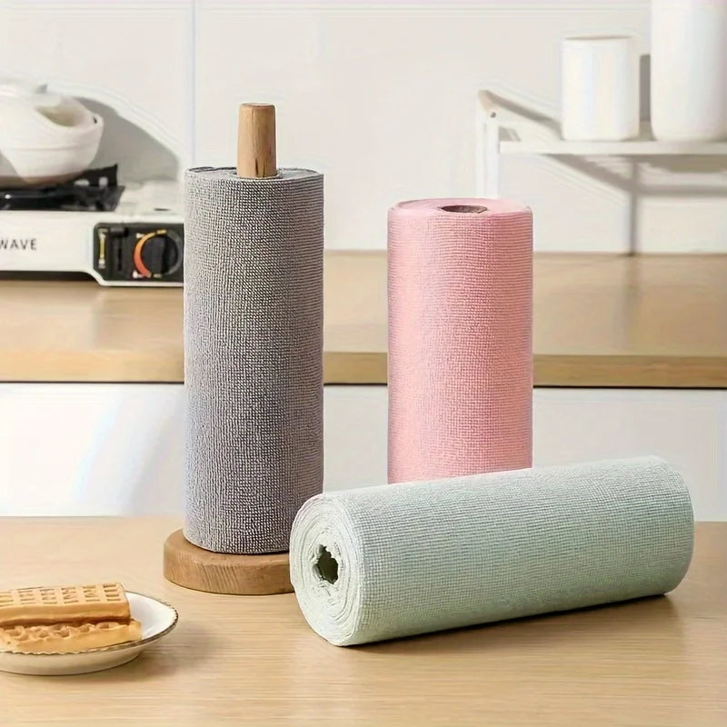 4M Reusable Kitchen Dish Cloth Roll Washable Cleaning Wipes Paper Towel Alternative Absorbent Rag for Living Room Bedroom